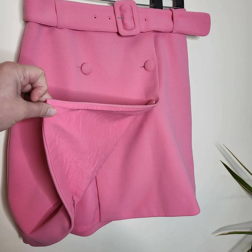 Boden Belted Four-Button A-Line Skirt - Abstract - Pink/Crayon Pink - Picture 11 of 14